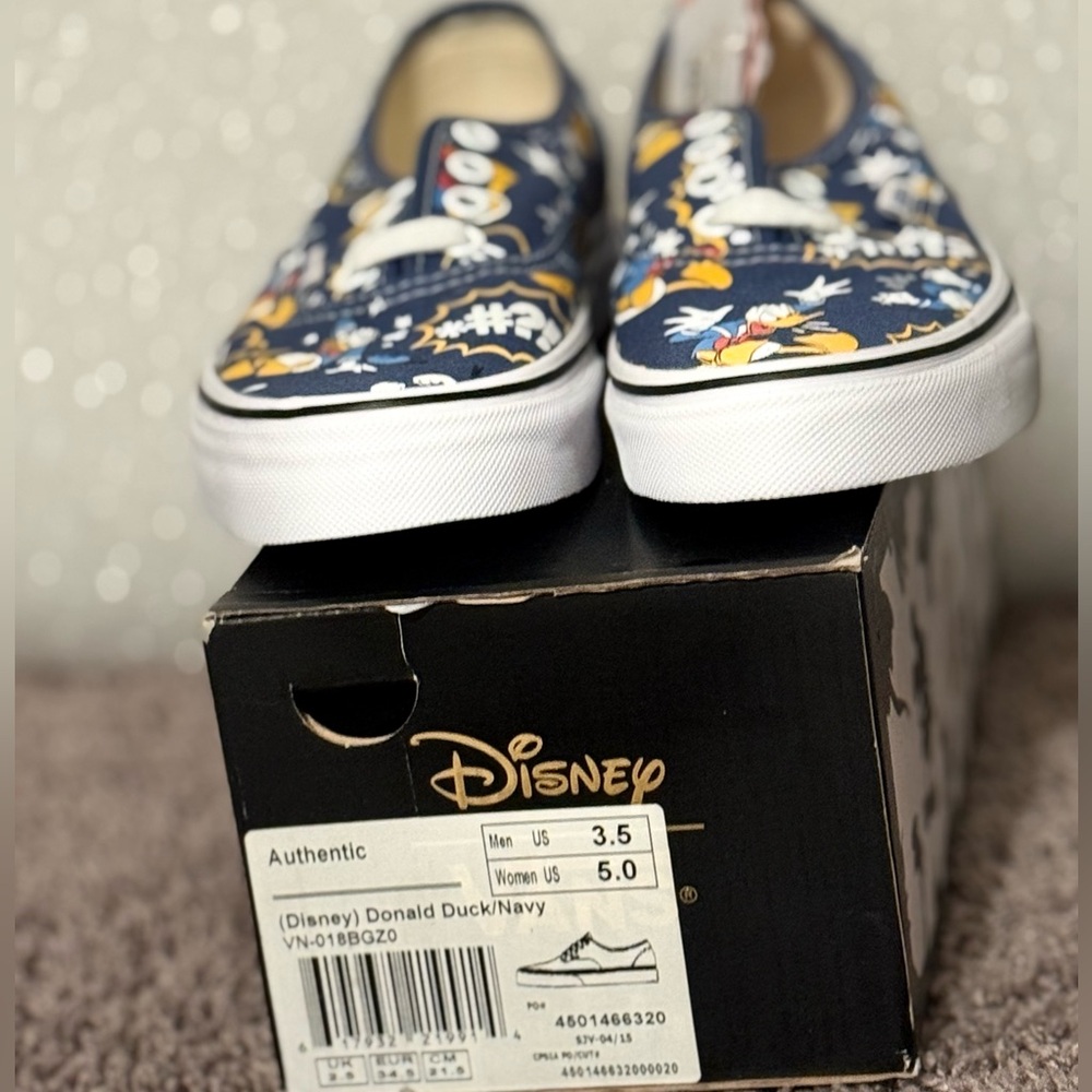 Vans Authentic Navy Donald Duck Design Size 5.0 Women